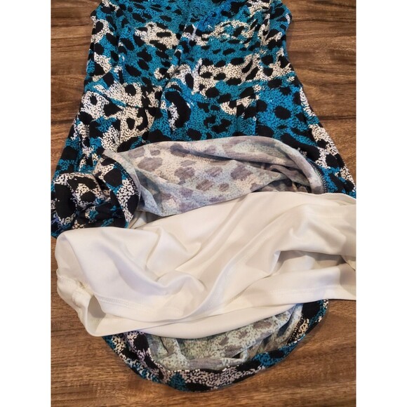 Banana Republic Women's XS X-Small Dress Cowl Neck Animal Print Blue Black - Picture 4 of 7